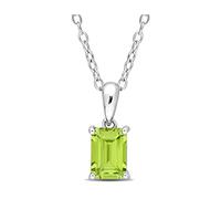 QYYZTQY 1.00 Carat (ctw) Peridot EmeraldACut Pendant Necklace in Silver with Chain Jewelry for Girls