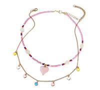 QYYZTQY 2 Pcs Heart Choker Colorful Beads Layered Friendship Y2K Beach Costume Gifts Women Jewelry for Girls