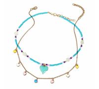 QYYZTQY 2 Pcs Heart Choker Colorful Beads Layered Friendship Y2K Beach Costume Gifts Women Jewelry for Girls