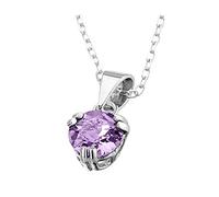 QYYZTQY 6mm Amethyst Pendant Necklace in Silver with Chain Jewelry for Girls