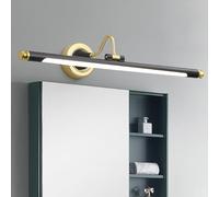 QYYZTQY Bathroom Mirror Rotatable Iron/Acrylic with Waterproof Wall Black + Gold Minimalist Long Decorative for Living Room Bedroom (79cm,White Light)