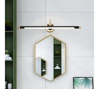 QYYZTQY Bathroom Mirror Rotatable Iron/Acrylic with Waterproof Wall Black + Gold Minimalist Long Decorative for Living Room Bedroom (79cm,White Light)