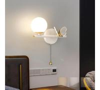 QYYZTQY Bedroom Light with Pull Cord Lamp 3000K/4000K/6000K Dimmable Wall Creative Butterfly Decoration for Living Room Hallway Corridor (Right,White)