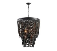 QYYZTQY Bedroom White Pendant Light Coffee Colour Wooden Bead Home Decoration Foyer Living Room Lights, Chandelier