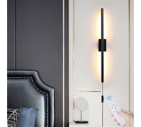 QYYZTQY Black Indoor in Light Dimmable Fixtures with Remote Control Aluminium Lamp Long Strip Wall Bedroom Living Room Stairs (Black,100CM)