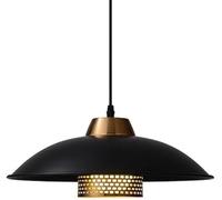 QYYZTQY Black Iron Pendant Pot Shaped Lamp Gold Metal Mesh Lampshade Industrial Wind Hanging Light Mid-Century Fixtures, Chandelier