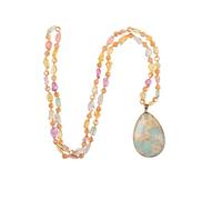 QYYZTQY Boho Long Beads and Oval Shoushan StonePendant Crystal Hand Knotted Women, Natural Stone Jewelry for Girls