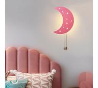 QYYZTQY Cartoon White Lights with Battery Powered Night Kids Room Decor 30cm 3000K/4000K/6000K Wall Mounted Nursery Bedside Lamp (Pink C,Neutral Light)