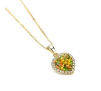 QYYZTQY Chandelier Heart Opal for Women Chain Pendant Necklace Jewelry Gift Light