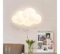 QYYZTQY Cloud Children's Light Pull Cord Dimmable with Remote Control Wall Lamp USB Rechargeable 2700K-6500K for Living Room Bedroom Hallway (A,White)