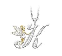 QYYZTQY Collier de fée en Argent Sterling 925 pour Femmes, Joli Cristal IJKLMNO Lettres Fleur Colliers de fée, Collier fée Clochette, Bijoux de fée, Bijoux fée Clochette