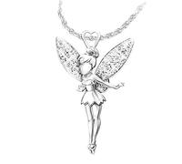 QYYZTQY Collier de fée pour Femmes, Contes de fées en Argent Sterling 925, Collier Pendentif Princesse en Cristal Doux, Fleur Scintillante élégante, Collier Fée Clochette, Bijoux de fée, Bijoux Fée