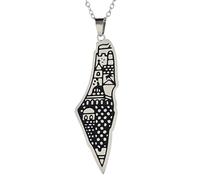 QYYZTQY Collier Palestine en Argent Sterling 925 pour Hommes, Collier Carte de Palestine Pendentif Bijoux Arabes africains Palestine, Collier Palestine pour Femmes, Collier Palestine Or