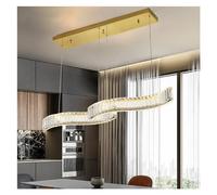 QYYZTQY Dining Room Dimmable Pendant Lights Gold/Chrome Wave Steel K9 Crystal Luminarias Adjustable Hanging Lamp, Chandelier