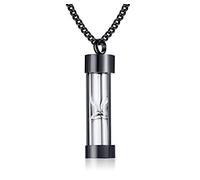 QYYZTQY Girls Accessories Stainless Steel Hourglass Ashes Urn Memorial Pendant Necklace - Black/Gold Plated/Silver-Tone