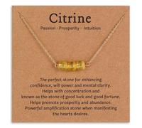 QYYZTQY Gold Plated Handmade Natural Crystal Healing | Black Tourmaline, Moonstone, Turquoise, Peridot, Carnelian, Citrine, Rose Quartz, Green Aventurine Pendants Jewelry for Girls