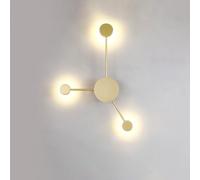 QYYZTQY Indoor Lamp Nordic Circle Background Creatively Decorative Wall Acrylic for Living Room Bedroom Hallway (6 Golden Heads,White Light)