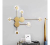 QYYZTQY Indoor Lamp Nordic Circle Background Creatively Decorative Wall Acrylic for Living Room Bedroom Hallway (6 Golden Heads,White Light)