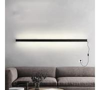 QYYZTQY Indoor Long Lamp with and Aluminium Minimalist Decoration Wall Rectangular for Living Room Bedroom Corridor (200cm,Black White Light)