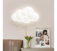 QYYZTQY Indoor with Pull Cord Lamp USB Rechargeable Cloud Creatively Decorative Wall Iron for Kids Bedroom Living Room (A,White Light)