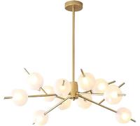 QYYZTQY Industrial Rustic Sputnik G9 Pendant Compatible with Farmhouse Hanging Ceiling Light Adjustable Height Black and Gold Finish, Chandelier