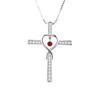 QYYZTQY Infinity Silver for Women Girls, Shiny CZ Religious A Faith Necklace with Heart and Cross, Catholic