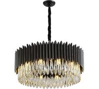 QYYZTQY Large Chandeliers,Round Black Crystal Pendant E12 Semi Flush Mount Hanging Ceiling Light Fixture, Chandelier