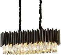 QYYZTQY Large Chandeliers,Round Black Crystal Pendant E12 Semi Flush Mount Hanging Ceiling Light Fixture, Chandelier