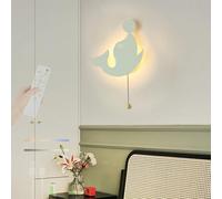 QYYZTQY Light Indoor Pull Cord Lamp with Remote Control Dimmings Battery Powered Wall for Children’s Bedroom Nursery Decoration (A)