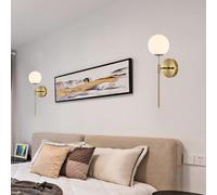 QYYZTQY Light Indoor Vintage Lamp with White Globe Glass Shades Decorative Creatively Wall Iron for Bedroom Hallway Living Room (Gold,1 Pack)