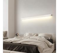 QYYZTQY Long Lamp Aluminium Minimalist Rectangular Indoor Nordic Decoration Wall Bedside Reading for Living Room Bedroom (200cm,Black Warm Light)