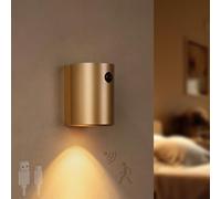 QYYZTQY Magnetic Light with Motion Sensor Lamp USB Rechargeable 2400mAh Wall 3000K Warm Indoor Geometric for Stairs Hallway Living Room (2 Packs,Black)