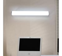 QYYZTQY Mirror Front Interior Waterproof Silver Long Acrylic Aluminium Magnetic Wall Lamp Bathroom Bedroom Bedside Cabinet Vanity (55cm,White Light)