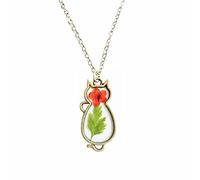 QYYZTQY Natural Dried Flower Handmade Drop Glue Cute Little Cat Styling Retro Necklace Children's (C, One Size)