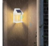 QYYZTQY Outdoor Light with Motion Sensor Lamp Solar Battery Powered Vintage Garden Wall IP65 Waterproof Security for Yard Porch Garage (White)