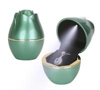 QYYZTQY Rose Shaped Light Pendant Necklace Gift Box, Velvet Jewelry Bracelet Storage Display Case for Proposal Engagement Wedding Anniversary Birthday Valentine's Day (Green)
