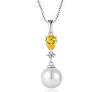 QYYZTQY s Women Birthstone Pendant Silver Pearl Jewelry for Girls