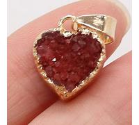 QYYZTQY Shower Curtain 1PC Natural Stone Pendant Love Heart Crystal Quartz Charms Handmade Earring Necklace Jewelry Making,Red (Color : GR