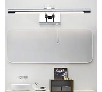 QYYZTQY Silver Bathroom with Pull Cord Lamp Mirror Waterproof Iron Acrylic Wall 240° Rotatable Minimalist Long for Restaurant Hotel Living Room (35cm,White Light)