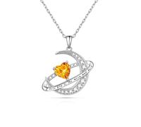 QYYZTQY Silver Birthstone Planet Moon Pendant Adjustable Saturn Fine Birthday Women Jewelry for Girls