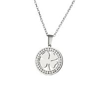 QYYZTQY Silver Heart Shaped Four for Women and Girls, Delicate Crystal Rhinestone Pendant A 4 Leaf Alhambra Necklace,