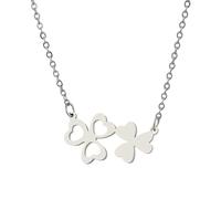 QYYZTQY Silver Heart Shaped Four for Women and Girls, Delicate Crystal Rhinestone Pendant A 4 Leaf Alhambra Necklace,