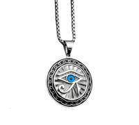 QYYZTQY Silver Men Women Punk Rock for AllASeeing Eyes A Unisex Ra Illuminati Eye of Horus Pendant Necklace