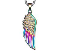 QYYZTQY Silver Punk Hiphop Women 14K Gold Plated Wing A Celtic Nordic Wings Necklace Pendant, Angel Necklaces for Men Birthday Valentine Gifts