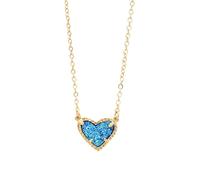 QYYZTQY Silver Women Geometric Love Heart Shape Drusy Stone A Druzy Jewelry with Resin Shell Light Blue Necklace for Valentine's Day