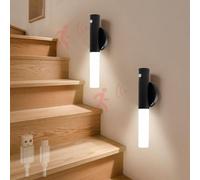 QYYZTQY USB Rechargeable with Motion Sensor Portable Removable Wall Light Magnetic Cordless Stick Night Lamp Indoor Hallway Stairway Porch (2 Packs)
