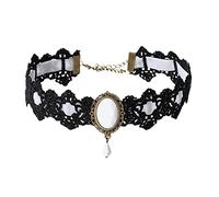 QYYZTQY Women and Girls Retro Gothic Lace Choker Elegant Necklace Black Costume Pearls Necklaces for