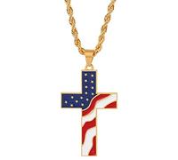QYYZTQY Women Fashion Jewelry Day Gift Stainless Steel USA Flag Pendant Necklace with Custom Name
