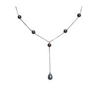 QYYZTQY Women's Jewelry Cultured Freshwater Black Pearl Lariat Necklace in Silver 16 inches jewlery