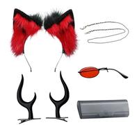 QYZ Alastor Cosplay Hazbinhotel Costume rouge avec perruque, accessoires pour cheveux, lunettes, costume d'anime d'Halloween (2, Taille unique)